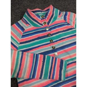 Lily Pulitzer Shirt‎ Womens Medium Sandy Shell Striped Captain Popover Beach